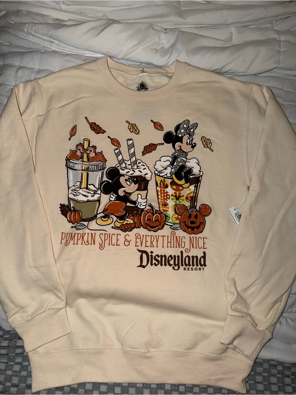 Disneyland Pumpkin Spice & Everything Nice Cream Crewneck Sweater